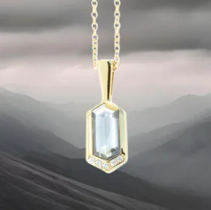 0.68ct Grey Rosecut Diamond Necklace in 14k Yellow Gold