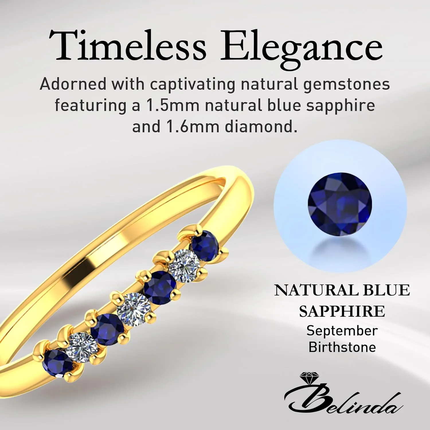 10k Yellow Gold Ring with Diamond Natural Sparkling 1.5mm Gemstone 0.08 carat Band White 1.6mm Diamonds 0.057 carat Prong Setting with Round Shaped in Gift for Women