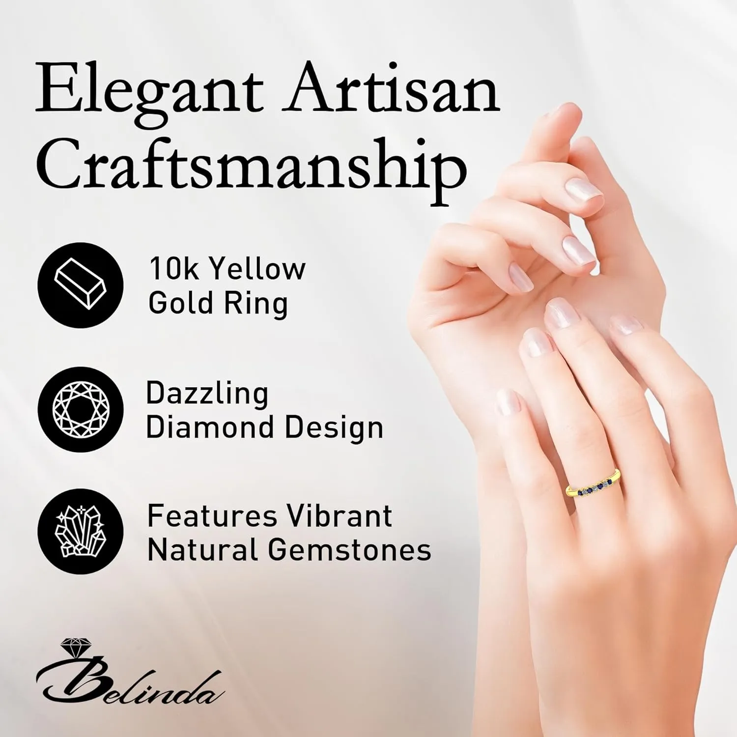 10k Yellow Gold Ring with Diamond Natural Sparkling 1.5mm Gemstone 0.08 carat Band White 1.6mm Diamonds 0.057 carat Prong Setting with Round Shaped in Gift for Women