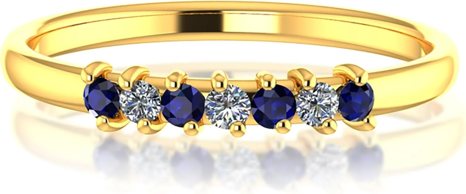 10k Yellow Gold Ring with Diamond Natural Sparkling 1.5mm Gemstone 0.08 carat Band White 1.6mm Diamonds 0.057 carat Prong Setting with Round Shaped in Gift for Women