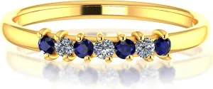 10k Yellow Gold Ring with Diamond Natural Sparkling 1.5mm Gemstone 0.08 carat Band White 1.6mm Diamonds 0.057 carat Prong Setting with Round Shaped in Gift for Women