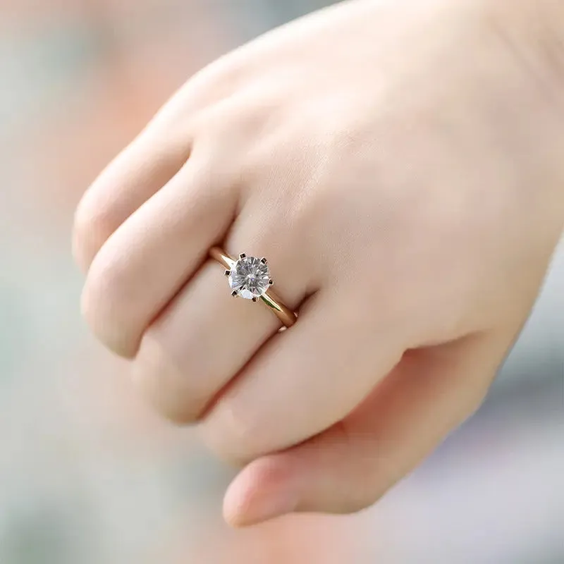 14k Yellow Gold Solitaire Moissanite Ring 2ct