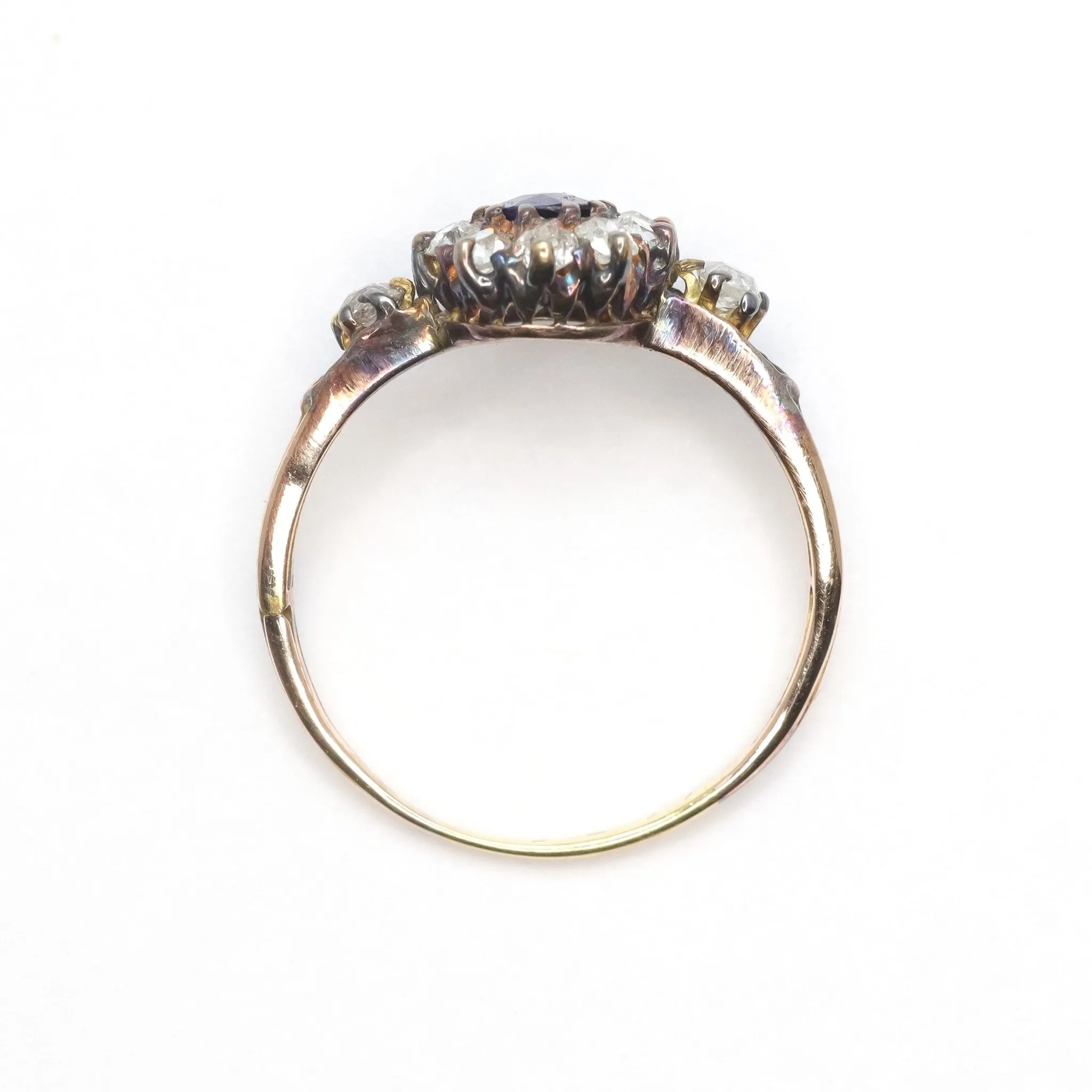 Art Deco 18ct yellow gold Sapphire and Diamond Cluster Ring