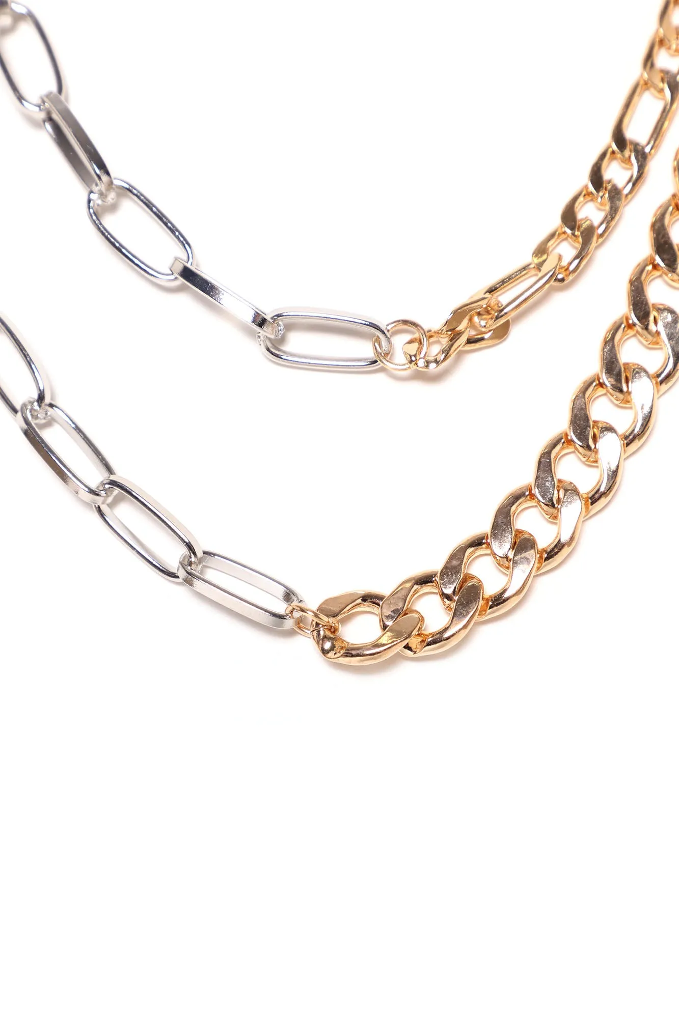 Bad Girl Vibes Layered Chain Necklace - Gold/combo