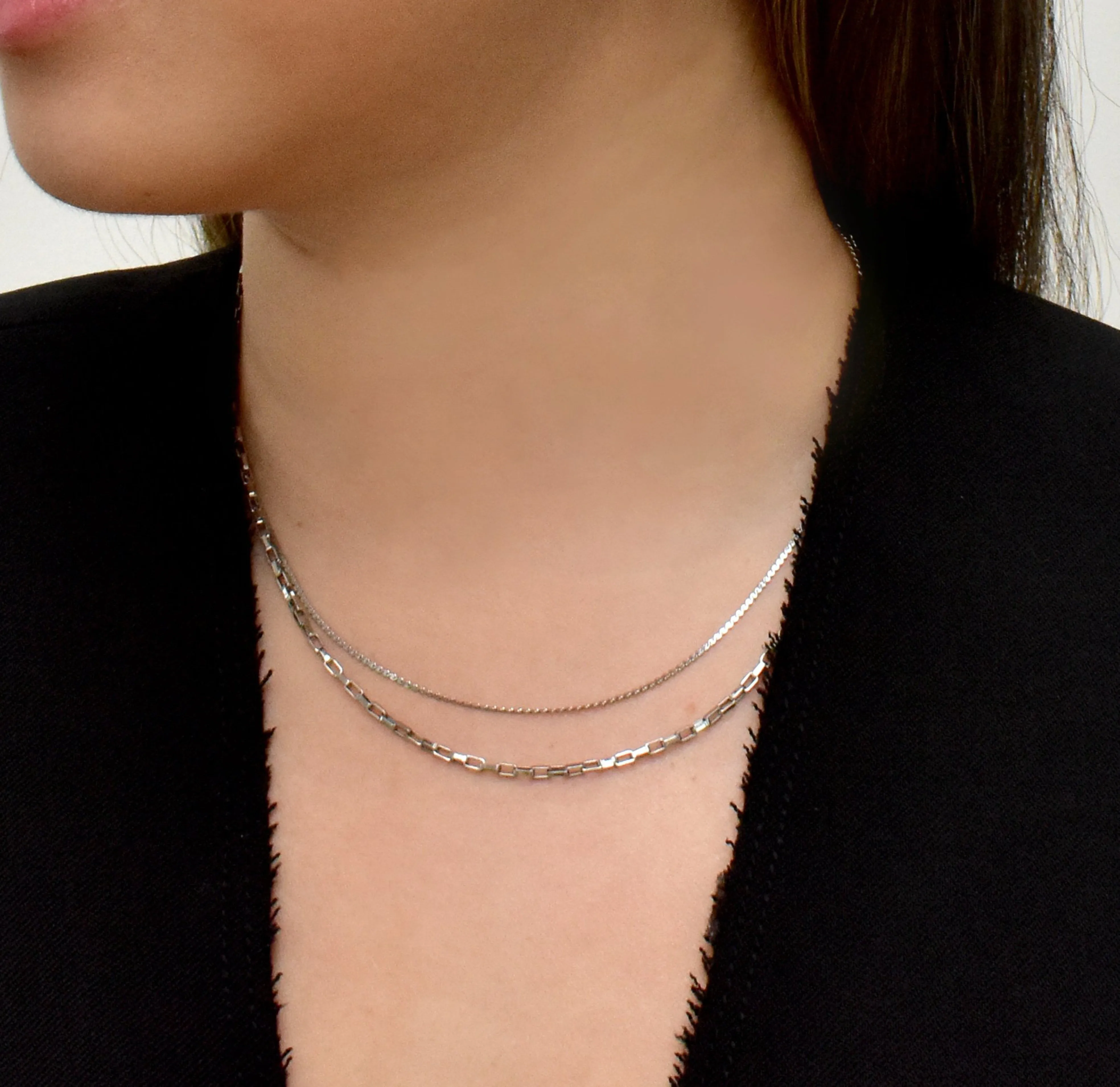 BLAKE SILVER BOX CHAIN NECKLACE