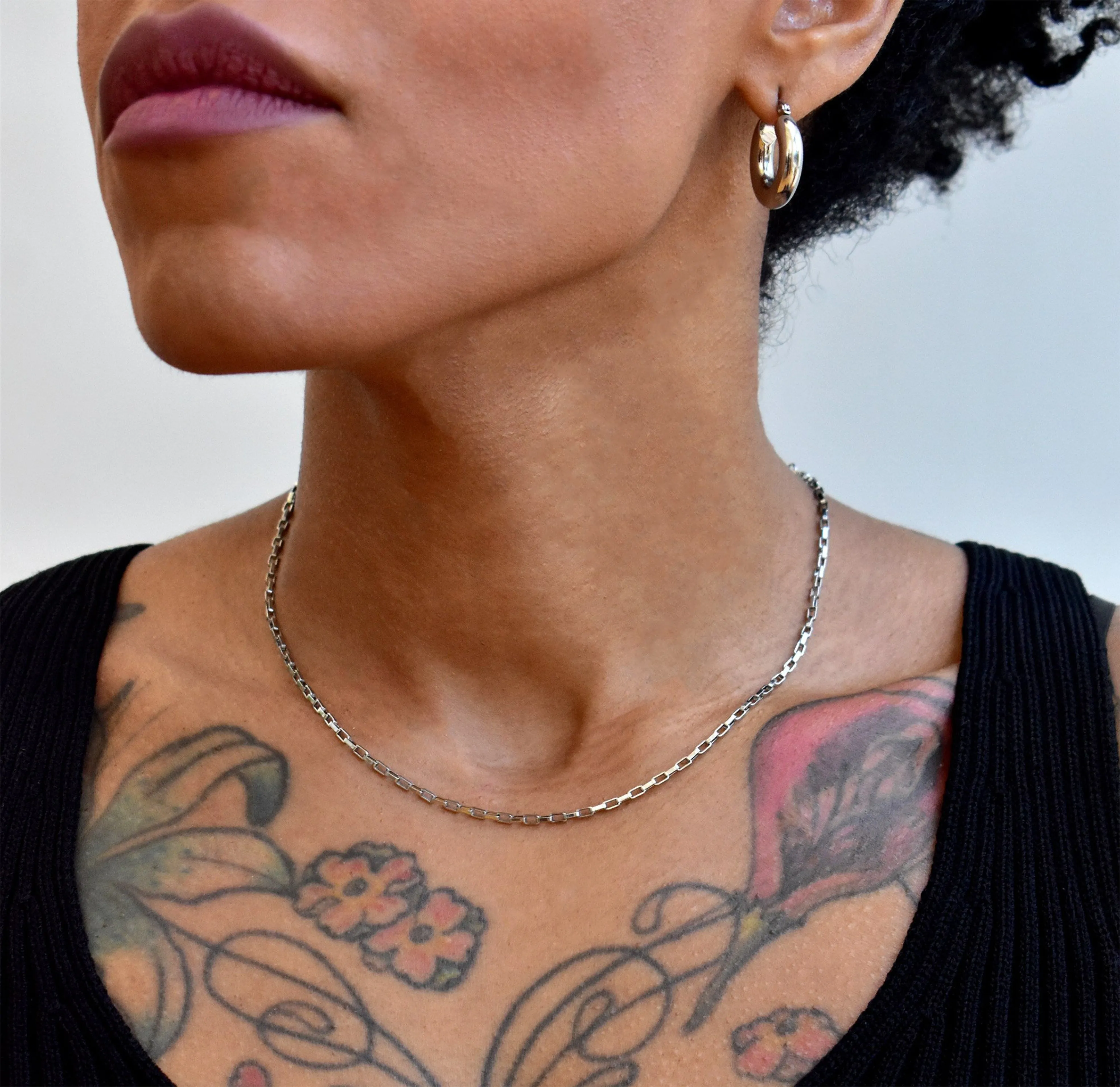 BLAKE SILVER BOX CHAIN NECKLACE