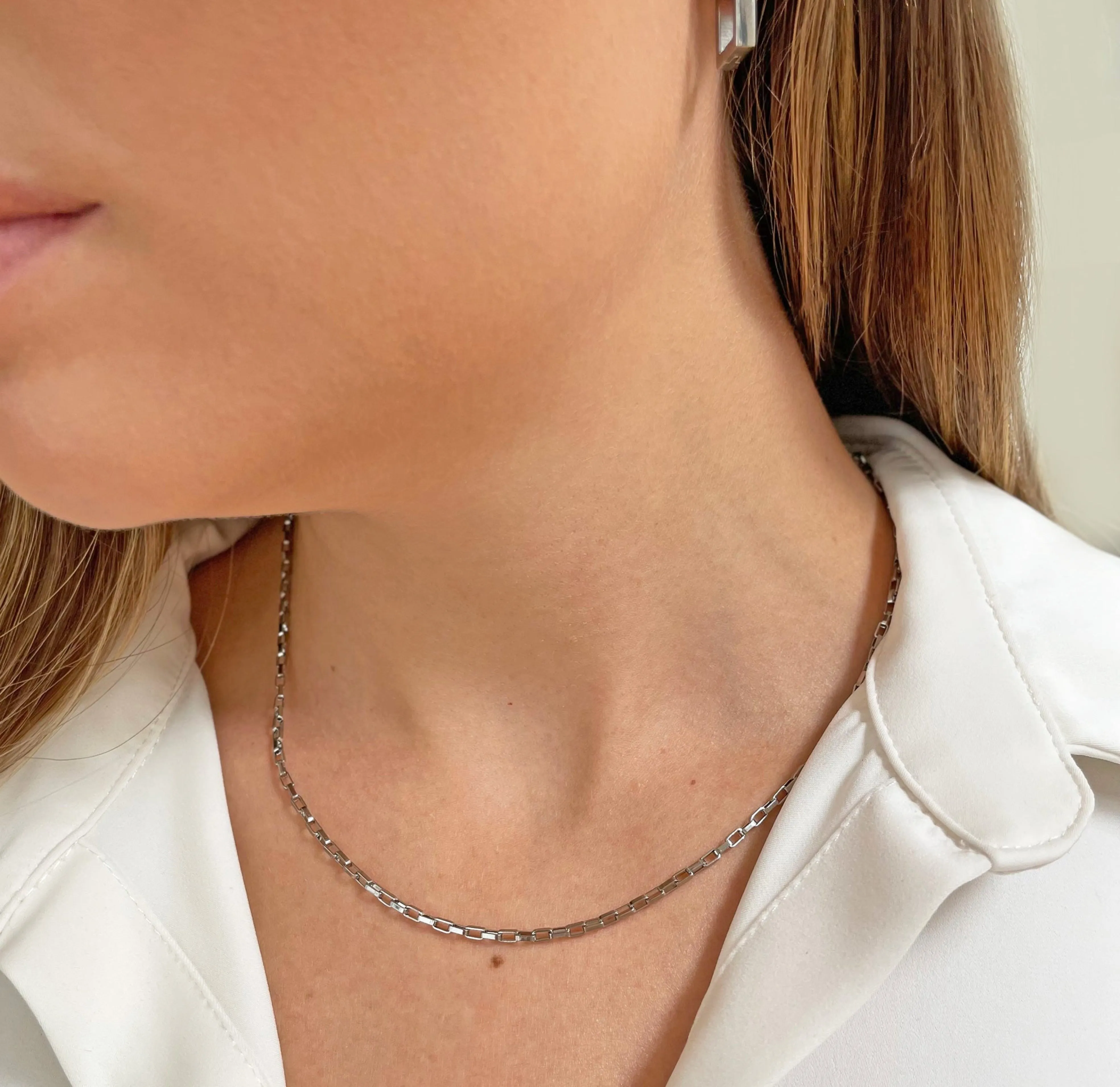 BLAKE SILVER BOX CHAIN NECKLACE