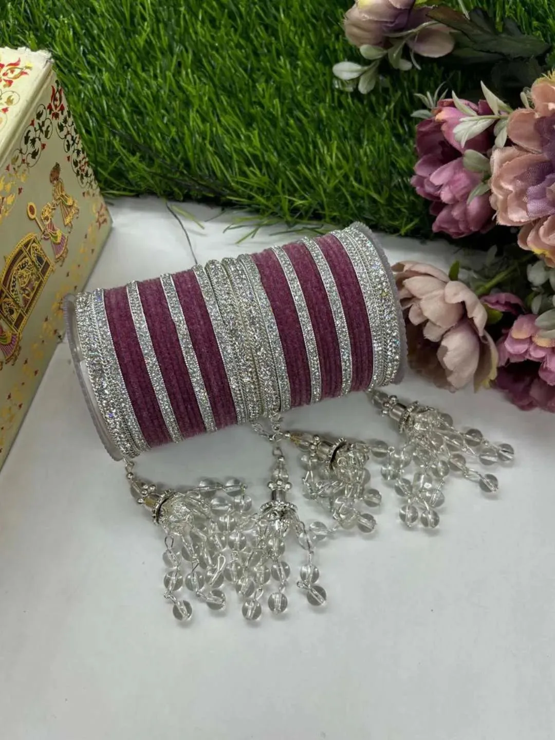 Bridal Velvet Metal Bangles