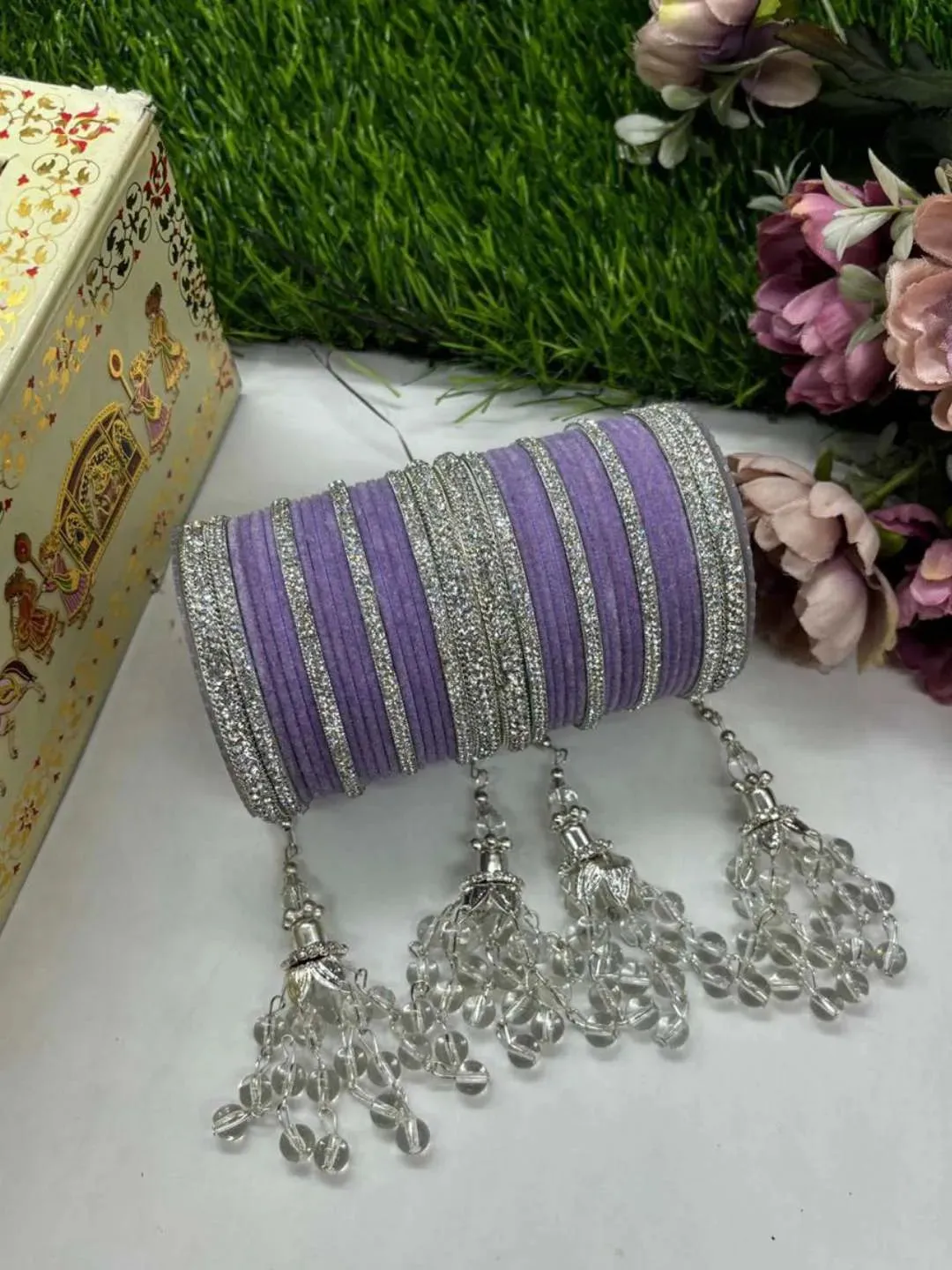 Bridal Velvet Metal Bangles