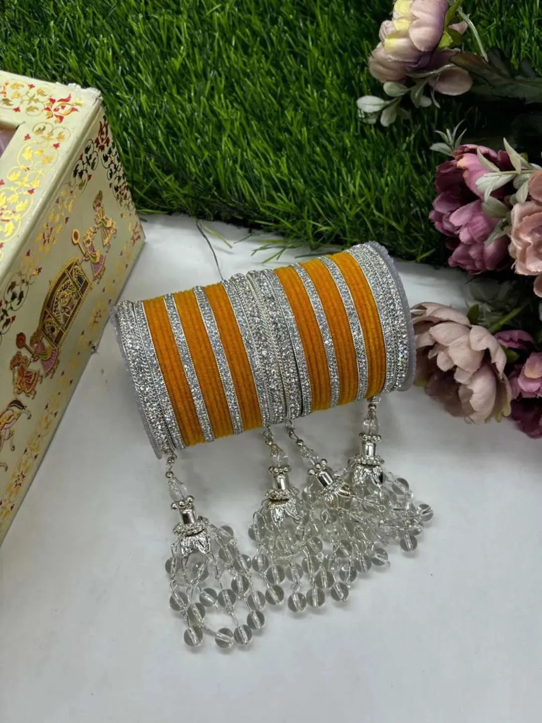 Bridal Velvet Metal Bangles
