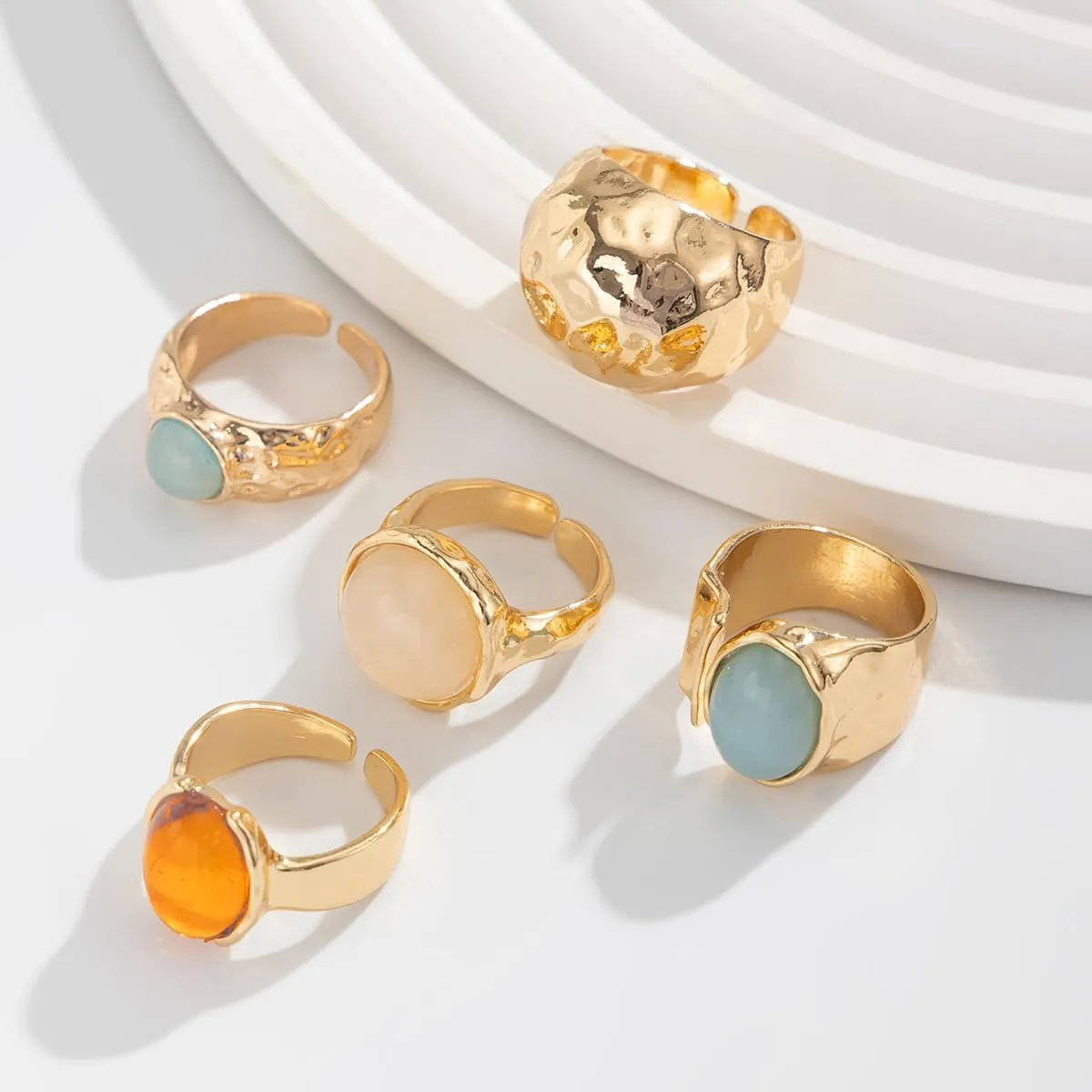 Chunky Gold Rings Set for Women Stacking Finger Knuckle Rings Silver Statement Ring Set Punk Jewelry