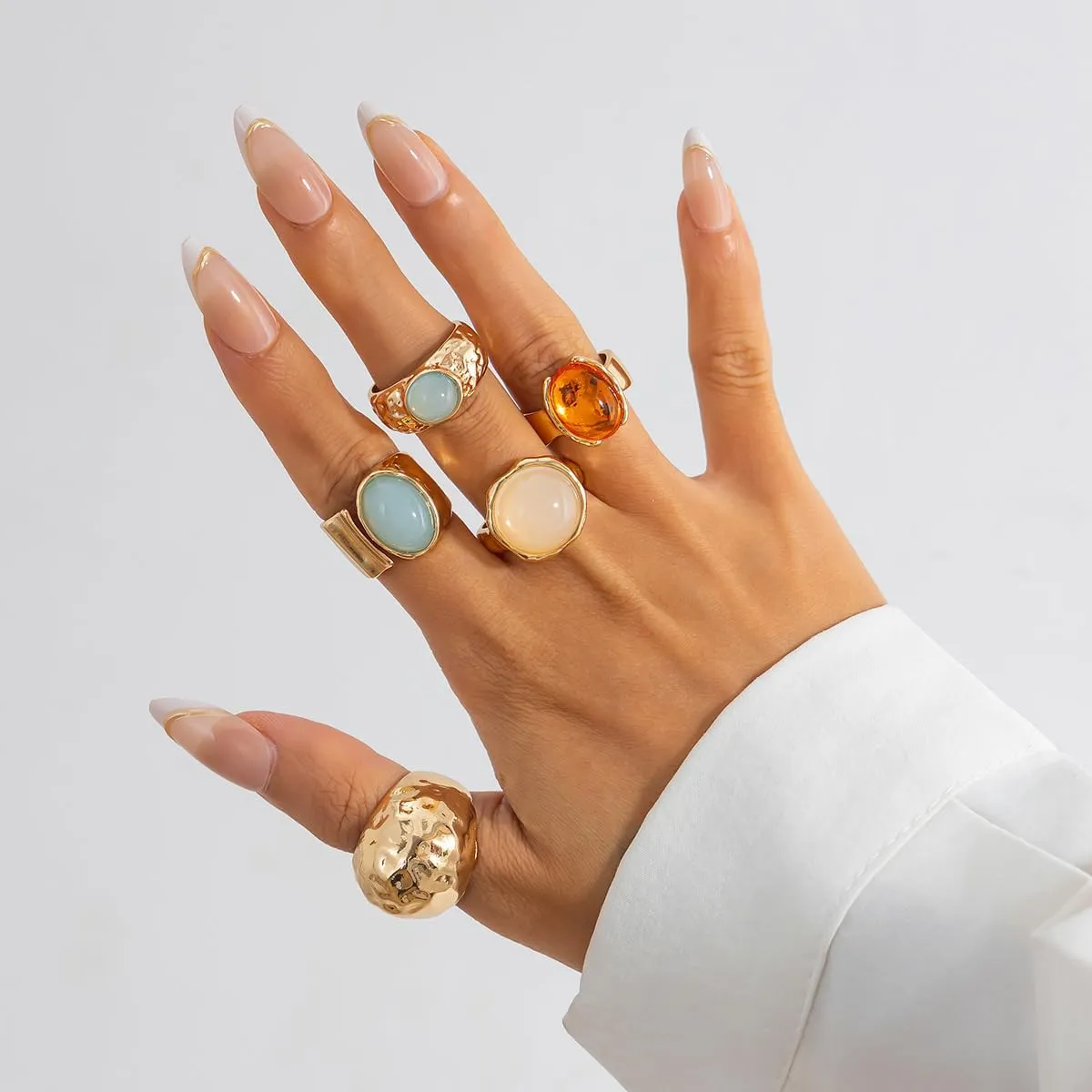 Chunky Gold Rings Set for Women Stacking Finger Knuckle Rings Silver Statement Ring Set Punk Jewelry
