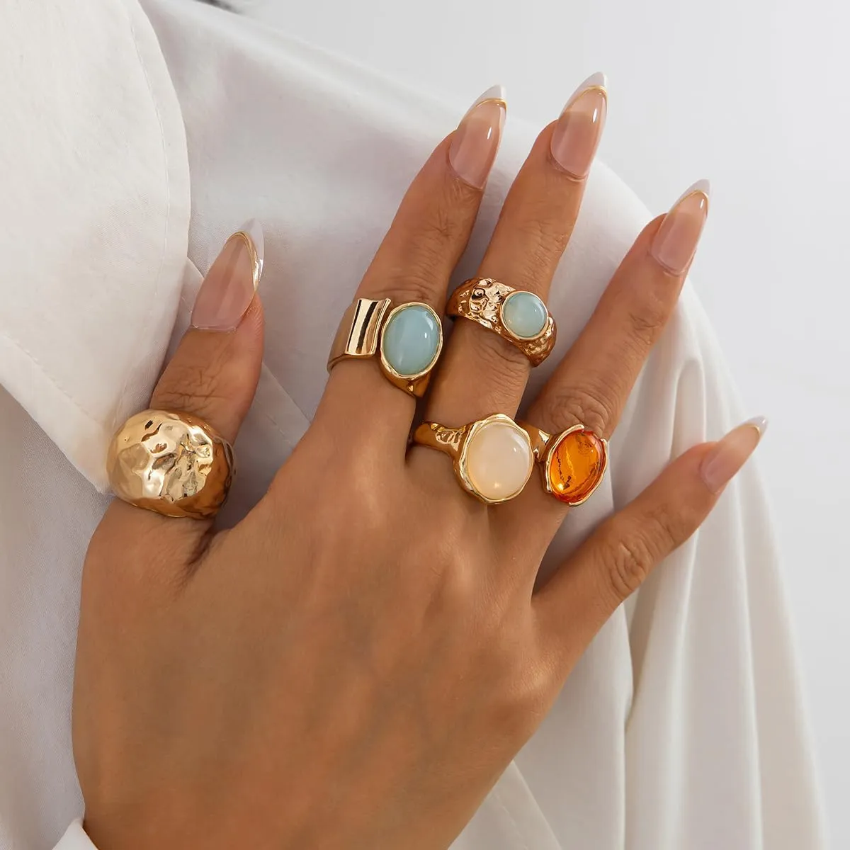 Chunky Gold Rings Set for Women Stacking Finger Knuckle Rings Silver Statement Ring Set Punk Jewelry