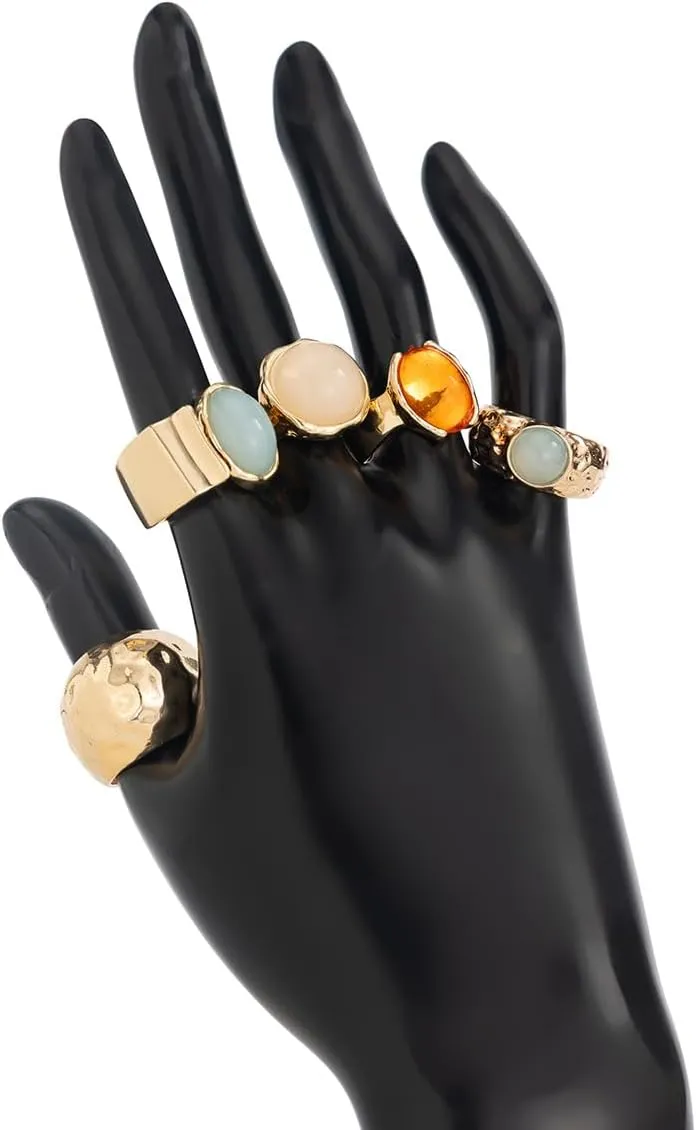 Chunky Gold Rings Set for Women Stacking Finger Knuckle Rings Silver Statement Ring Set Punk Jewelry