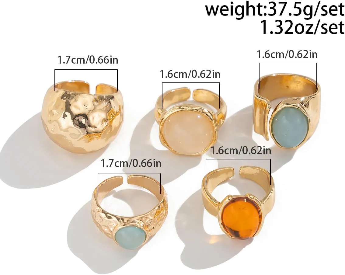 Chunky Gold Rings Set for Women Stacking Finger Knuckle Rings Silver Statement Ring Set Punk Jewelry