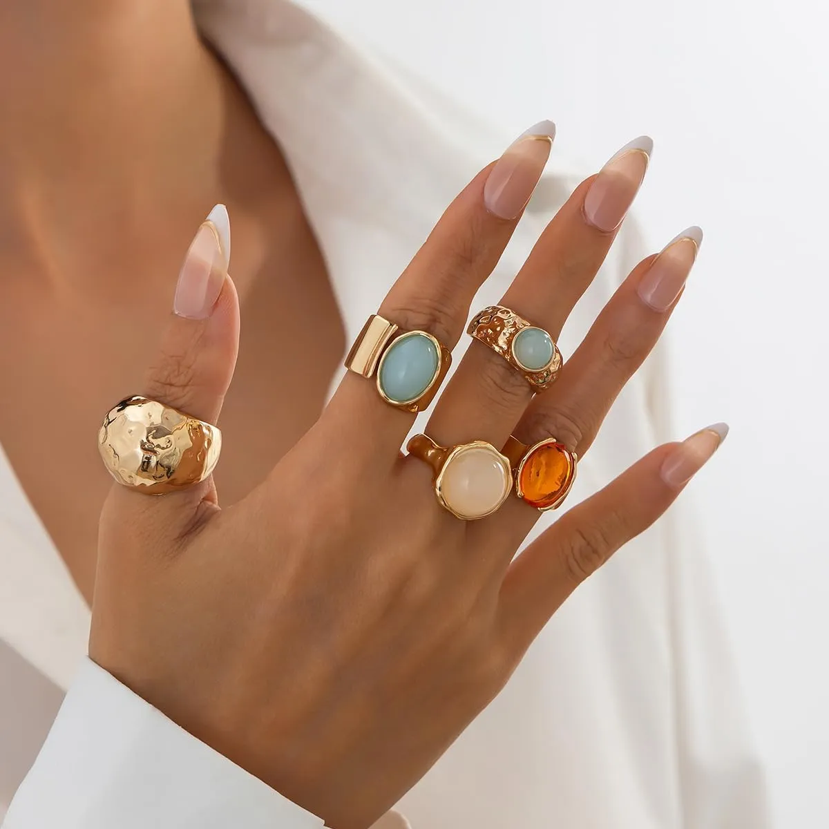 Chunky Gold Rings Set for Women Stacking Finger Knuckle Rings Silver Statement Ring Set Punk Jewelry