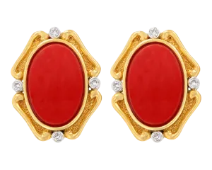 Coral and Diamond Earrings