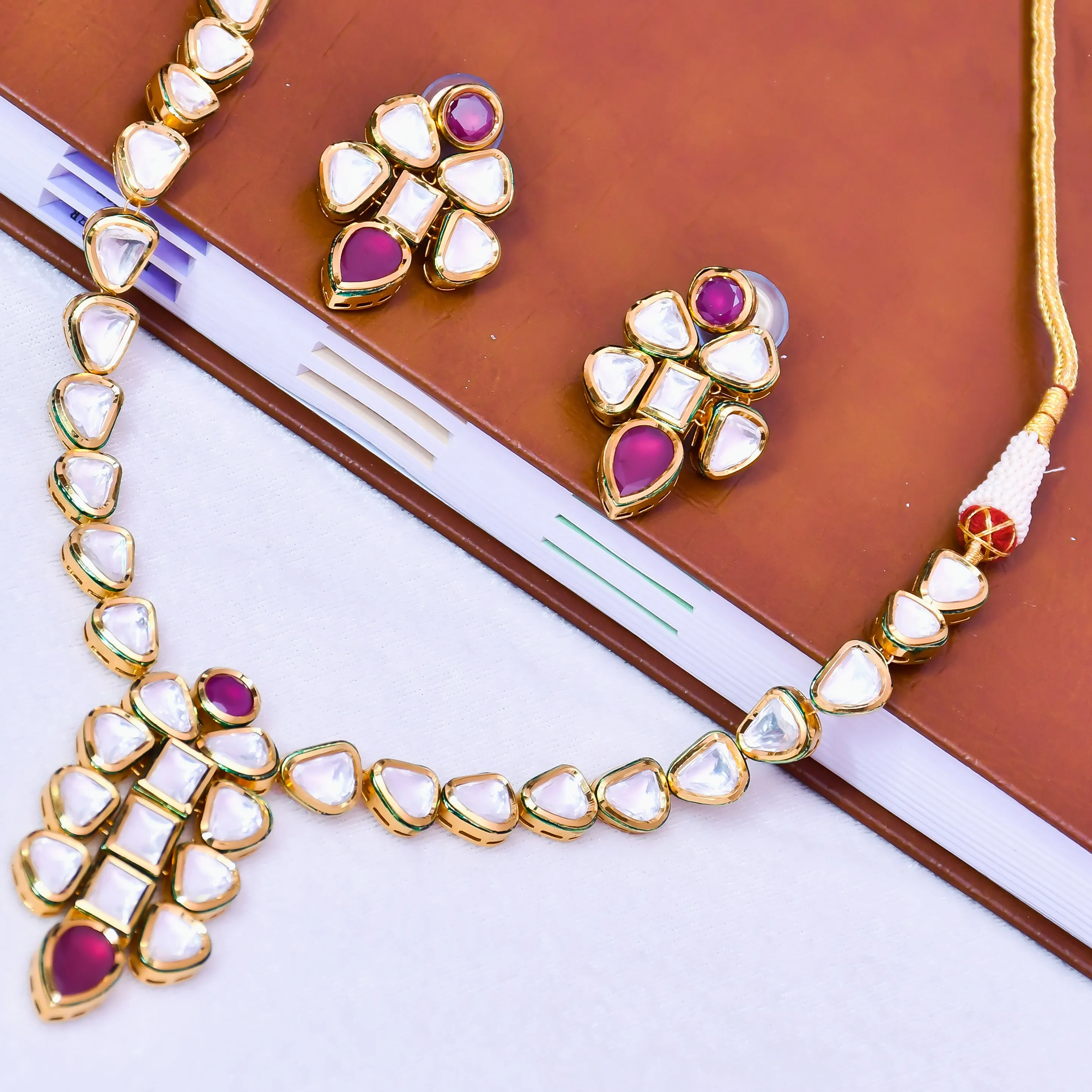 Designer Royal Kundan & Ruby Necklace with Earrings (D568)