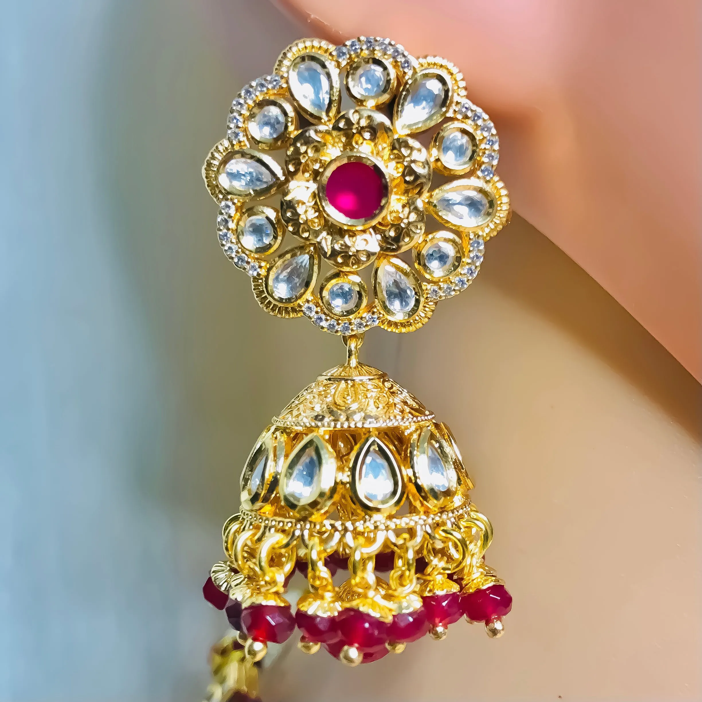 Designer Royal Kundan Beads Long Necklace with Earrings (D752)
