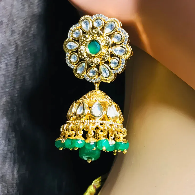 Designer Royal Kundan Beads Long Necklace with Earrings (D752)