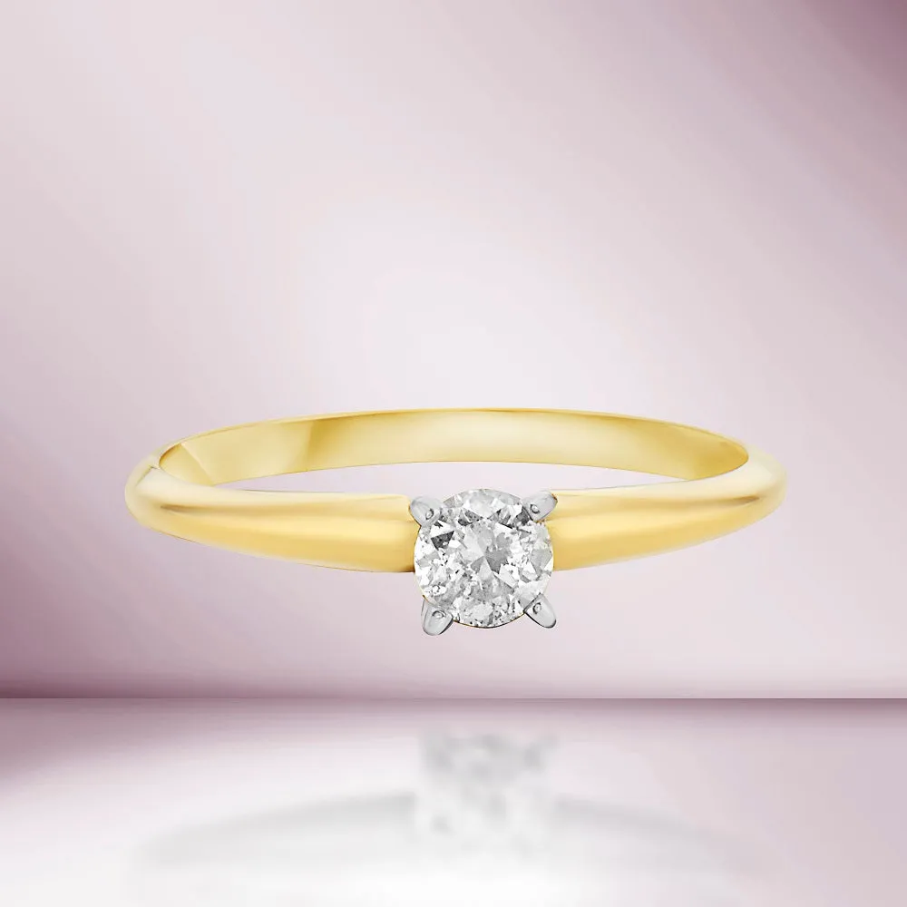 Diamond Solitaire Engagement Ring (0.10-0.30 ct.) 4-Prongs Setting in 14K Gold