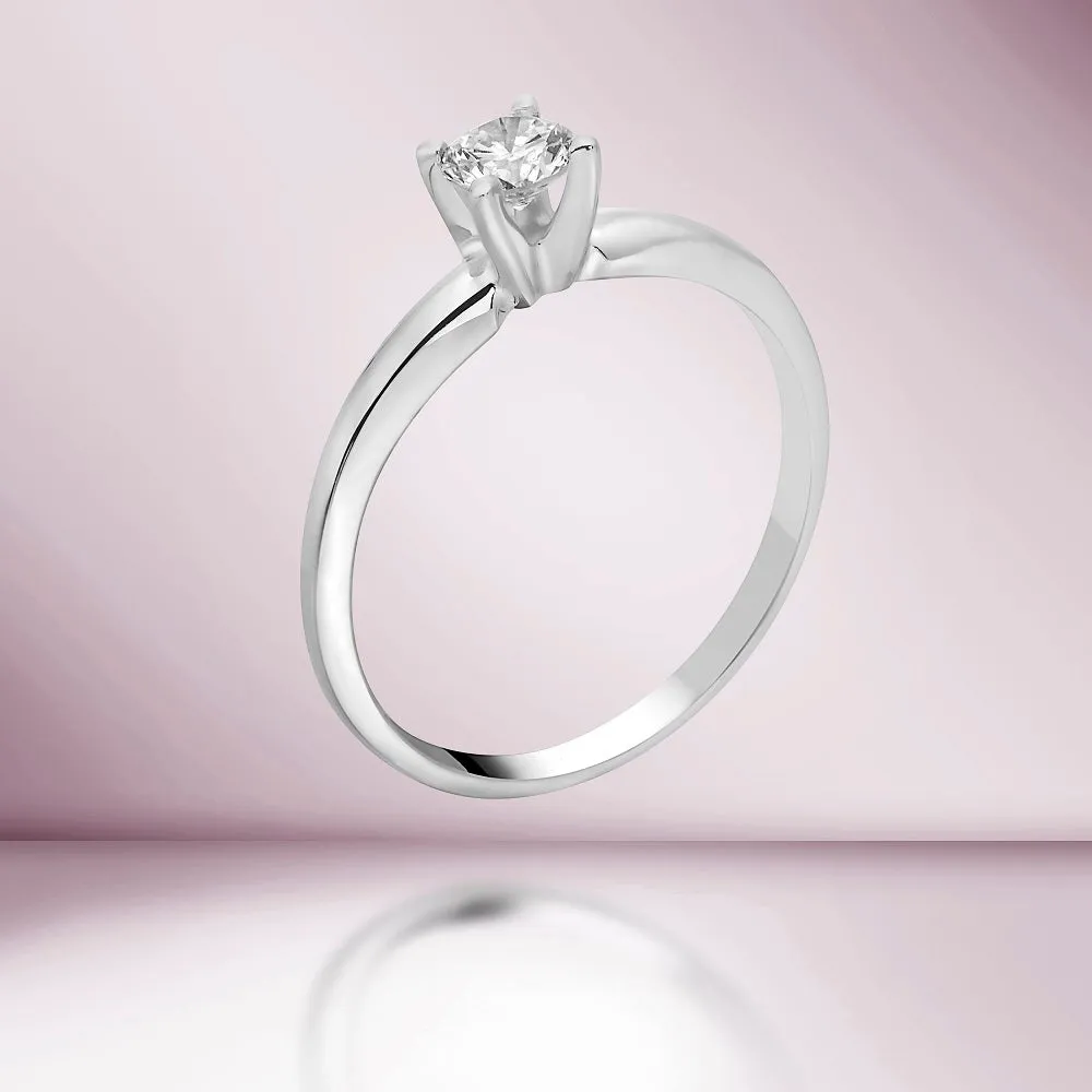Diamond Solitaire Engagement Ring (0.10-0.30 ct.) 4-Prongs Setting in 14K Gold