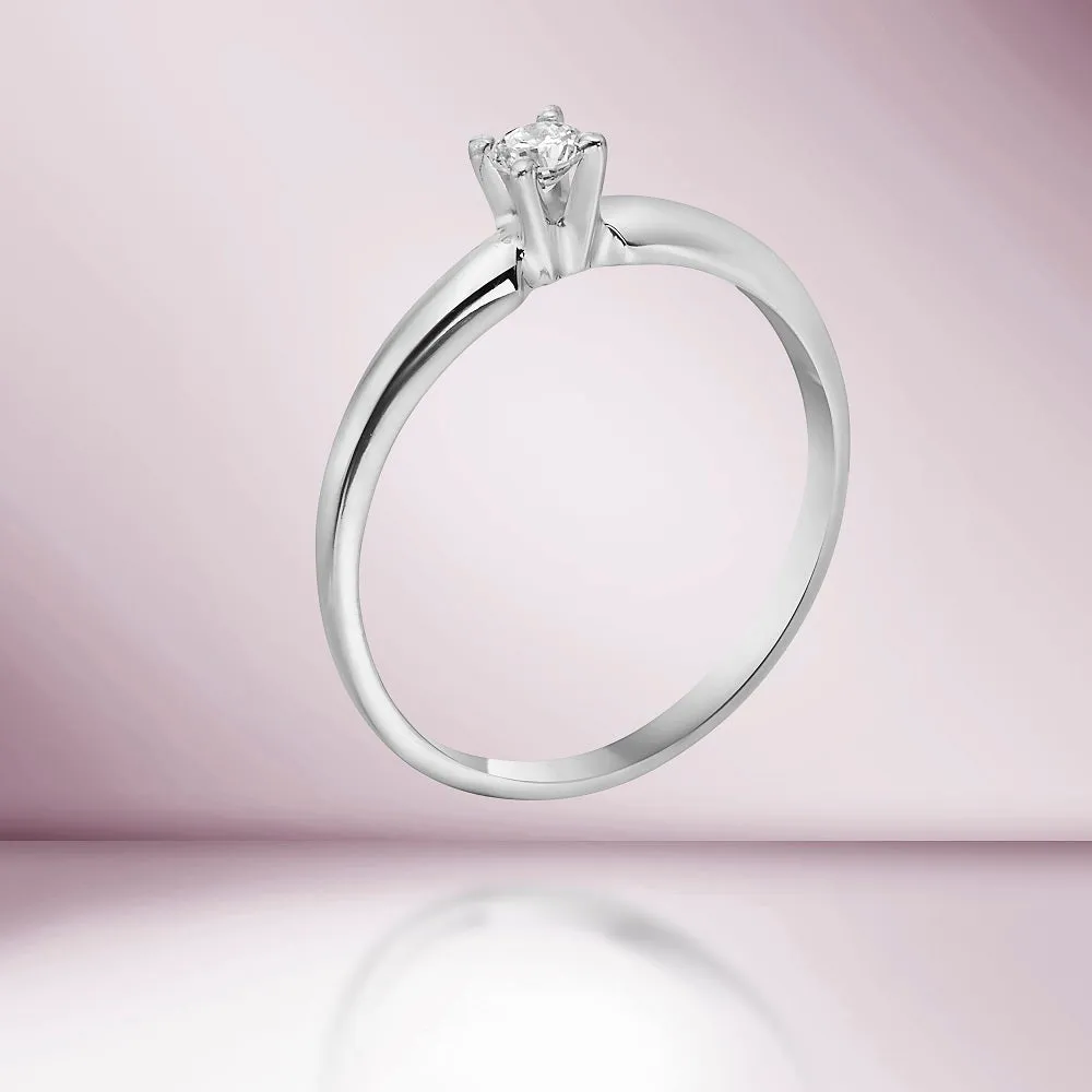 Diamond Solitaire Engagement Ring (0.10-0.30 ct.) 4-Prongs Setting in 14K Gold