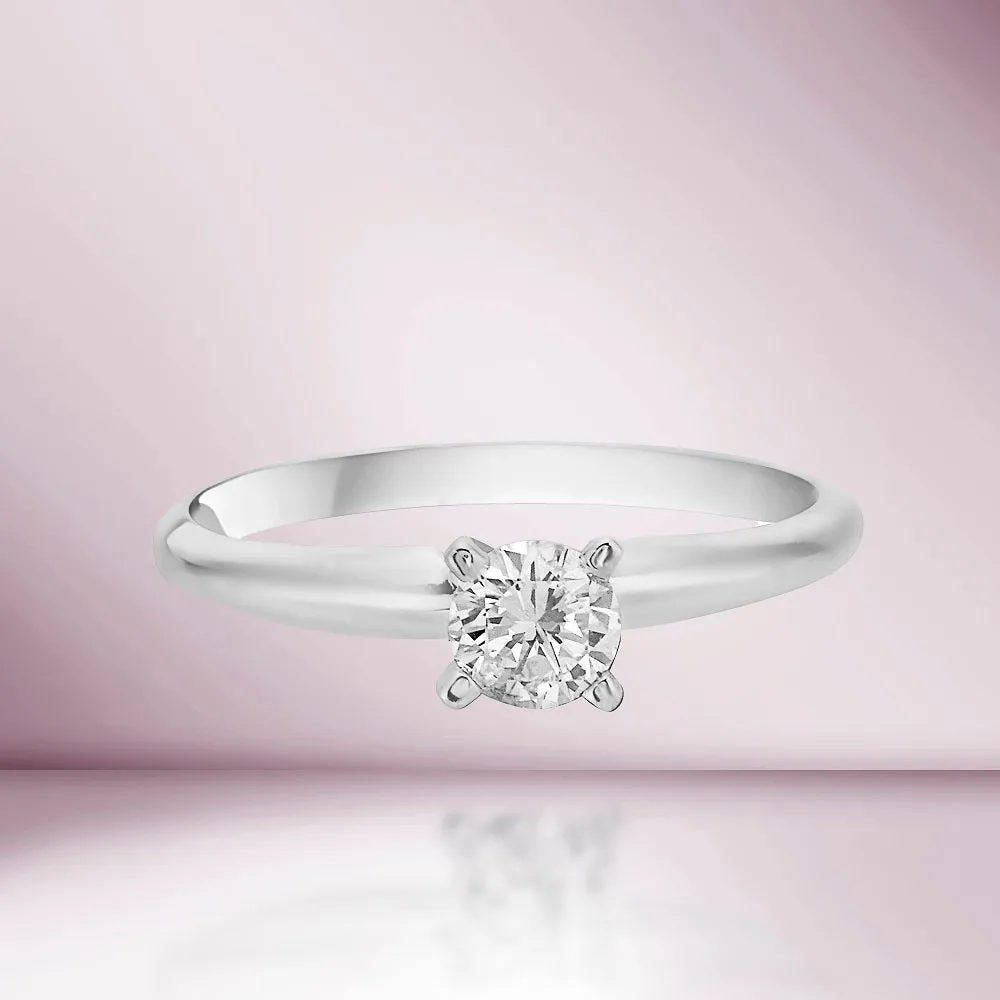 Diamond Solitaire Engagement Ring (0.10-0.30 ct.) 4-Prongs Setting in 14K Gold