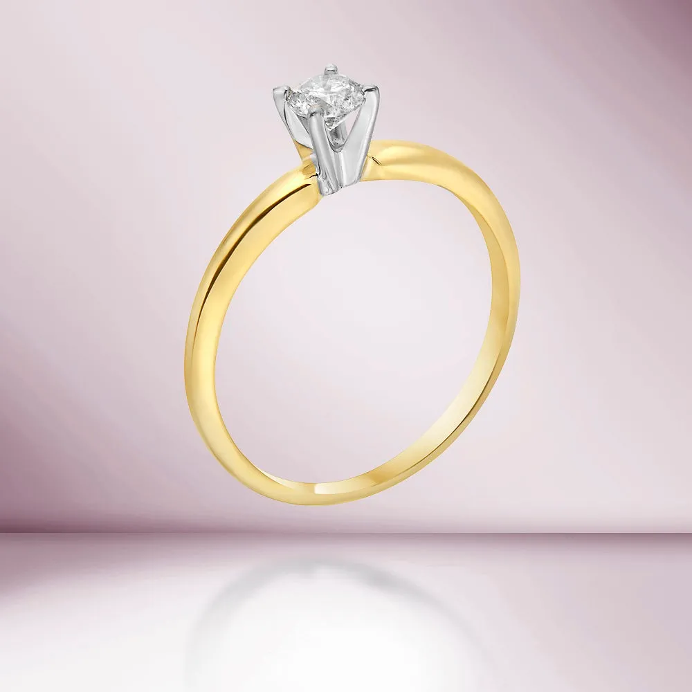 Diamond Solitaire Engagement Ring (0.10-0.30 ct.) 4-Prongs Setting in 14K Gold