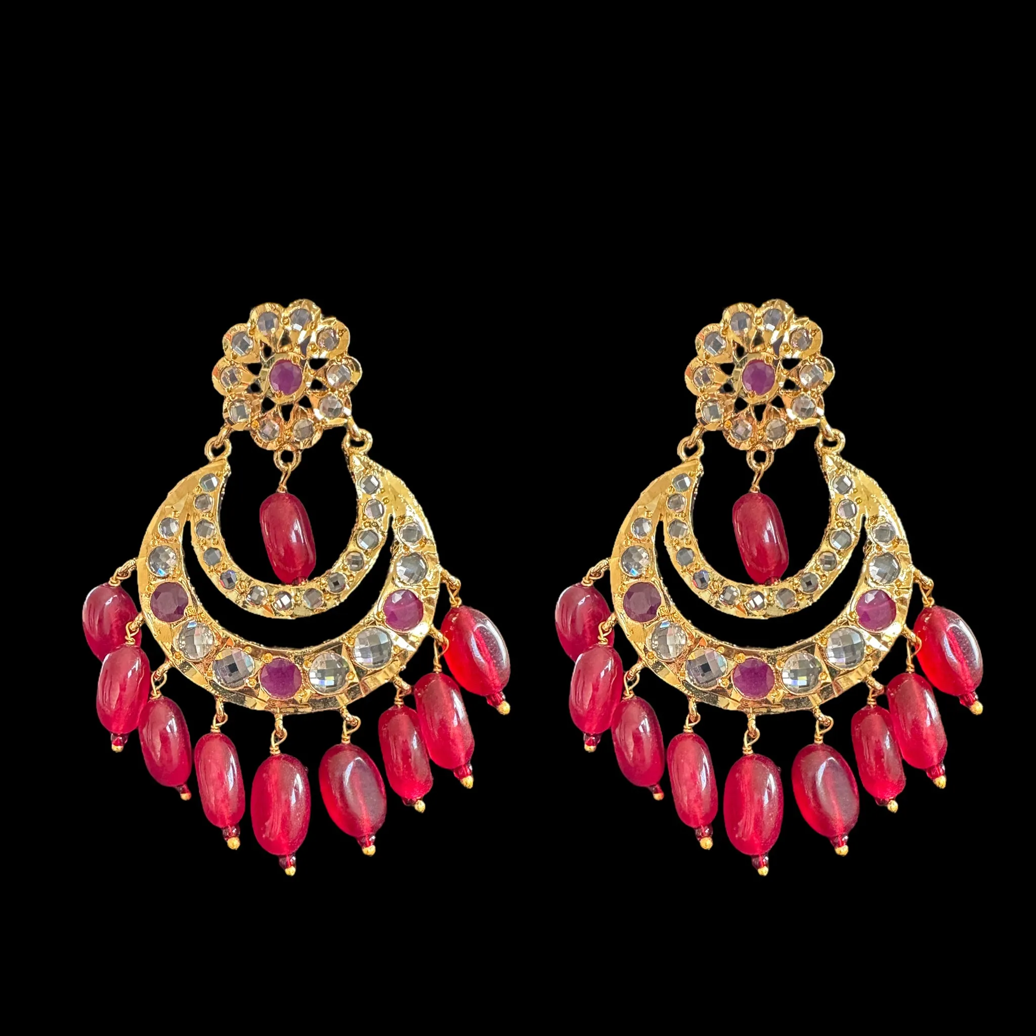 DNS91 gold plated necklace with ruby beads ( READY TO SHIP )
