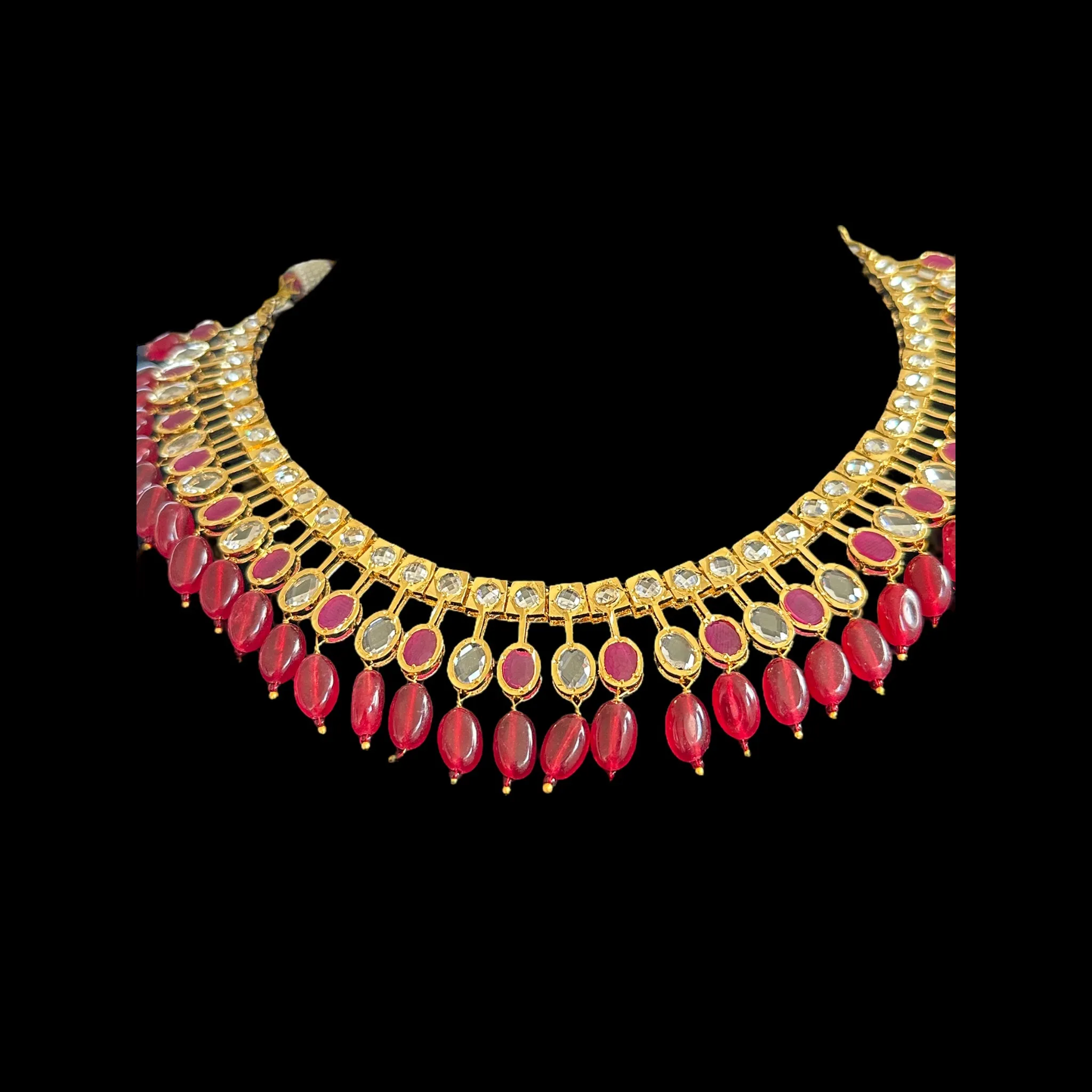 DNS91 gold plated necklace with ruby beads ( READY TO SHIP )