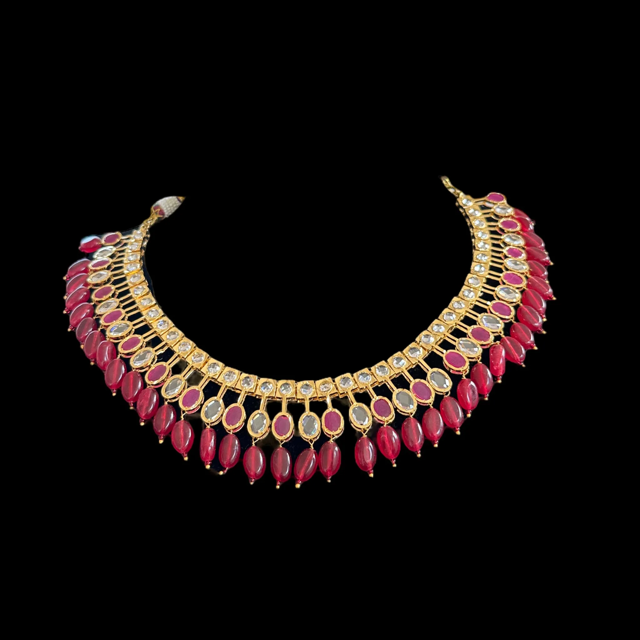 DNS91 gold plated necklace with ruby beads ( READY TO SHIP )
