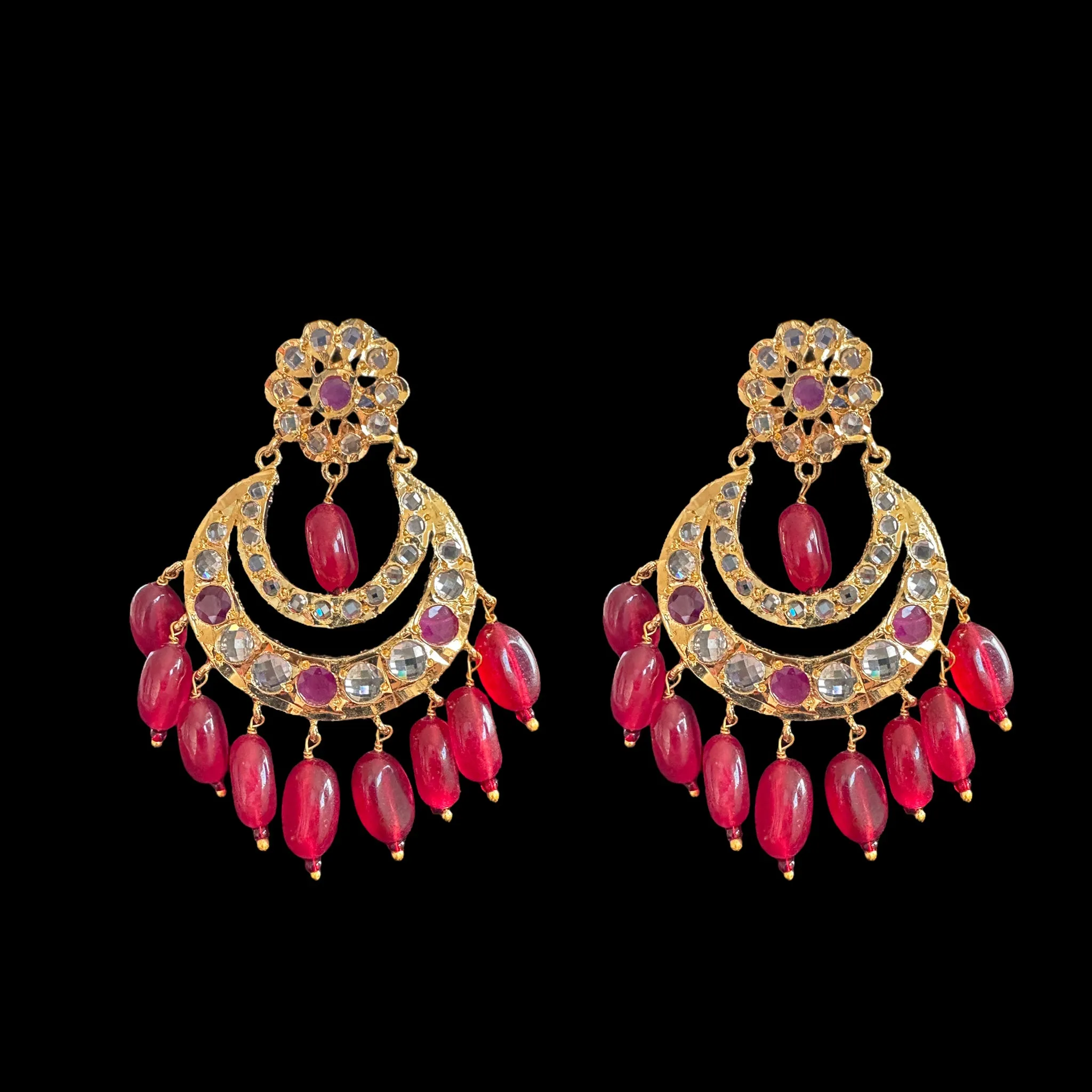 DNS91 gold plated necklace with ruby beads ( READY TO SHIP )