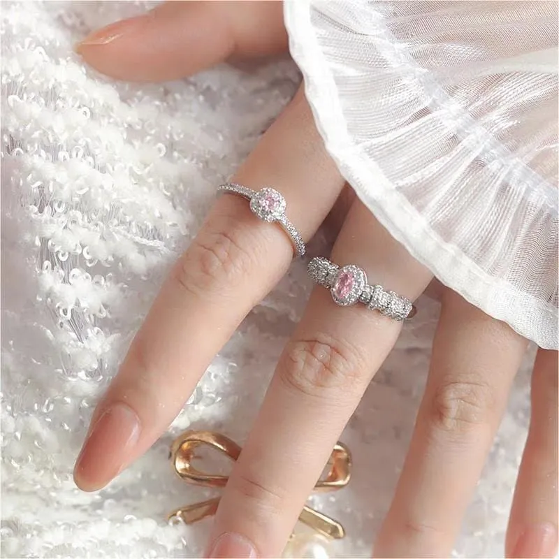 Elegant Pink Rhinestone Crystal Ring