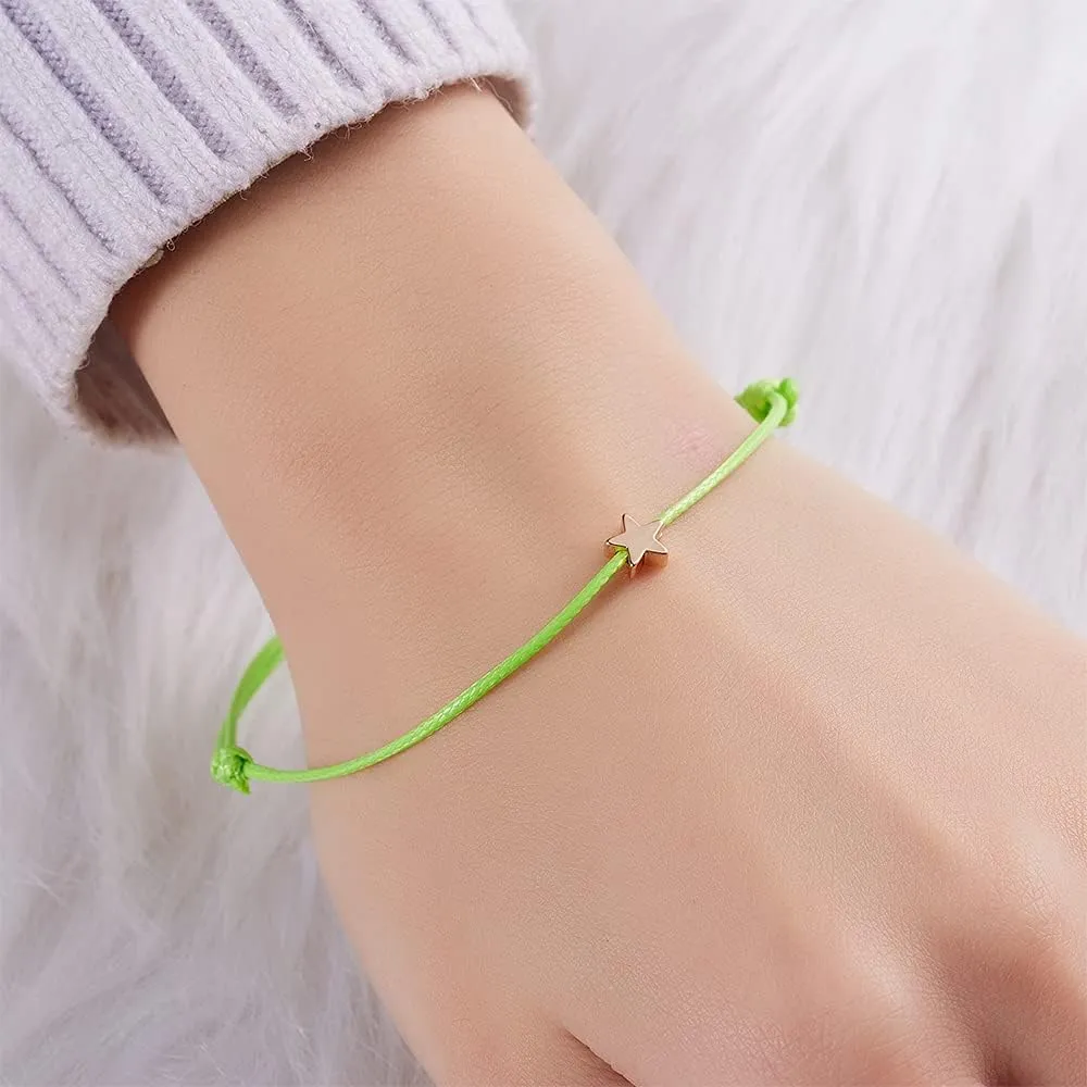 EMESLY Friendship Charm Adjustable Bracelets with Message Card (Set of 5); Perfect Jewelry Gift for Friends & Family