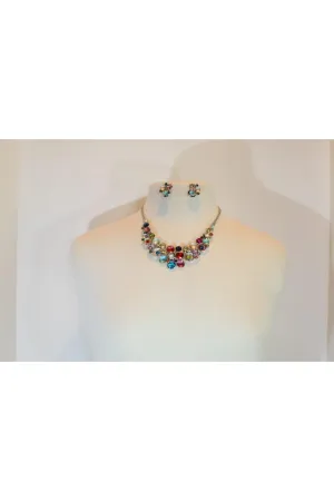 Emma Multi Colored Metal And Crystal Circle Necklace Set