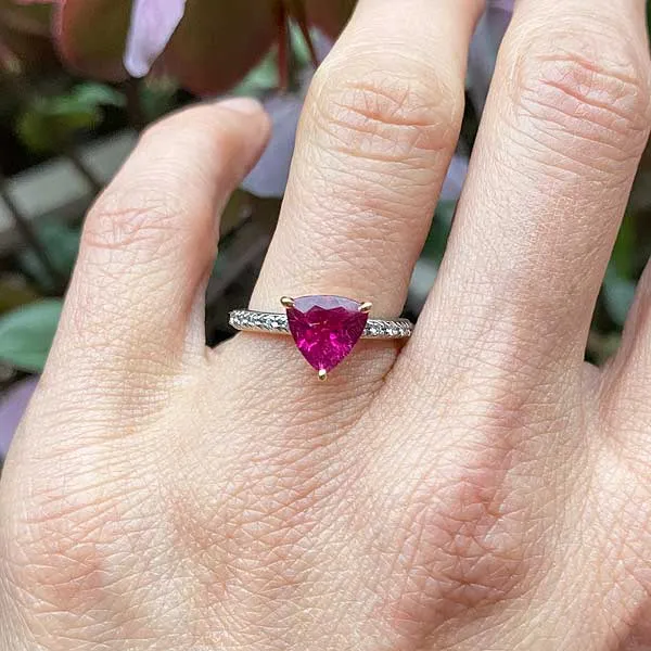 Estate Pink Tourmaline & Diamond Ring