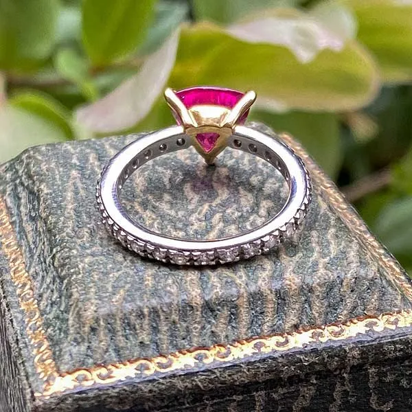 Estate Pink Tourmaline & Diamond Ring