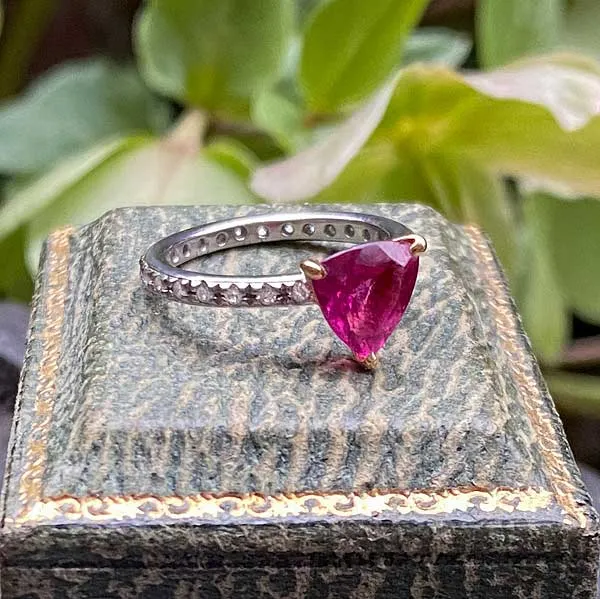 Estate Pink Tourmaline & Diamond Ring