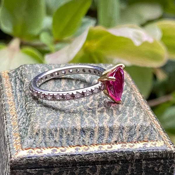 Estate Pink Tourmaline & Diamond Ring