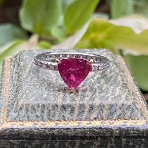 Estate Pink Tourmaline & Diamond Ring