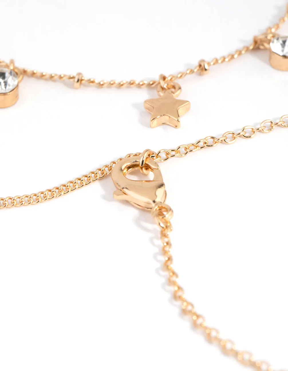 Gold Peace Heart Bracelet & Anklet 4-Pack Set
