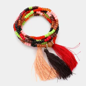 iLLASPARKZ 7PCS - Beaded Tassel Charm Bracelets