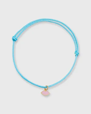Kiss Charm Bracelet in Pink Enamel/Assorted Color Cord