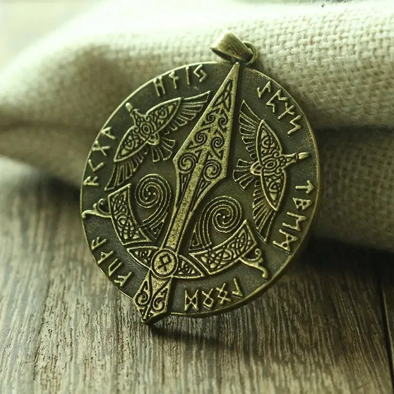 lanseis 1pcs viking men necklace celt crow norse letter symbol pendant celt three raven jewelry