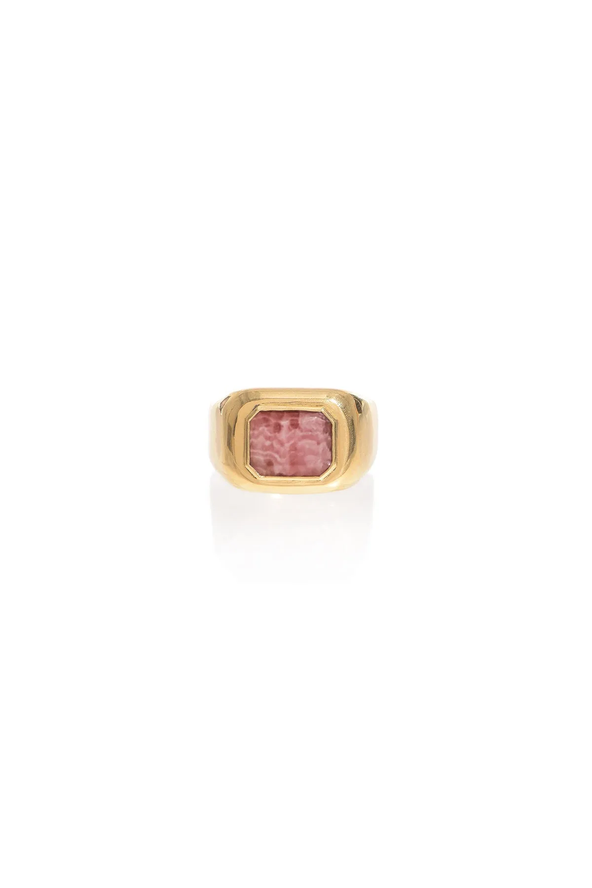 Large Ring in 18K Rose Gold & Pink Marble Stone
