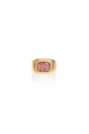 Large Ring in 18K Rose Gold & Pink Marble Stone