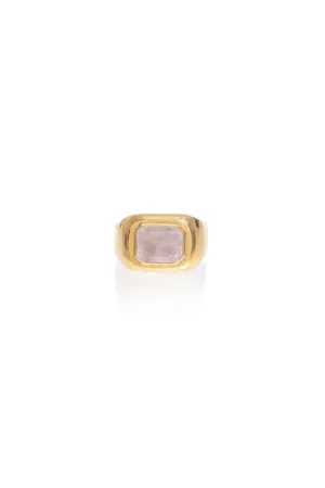 Large Ring in 18K Rose Gold & Rose Quartz Stone