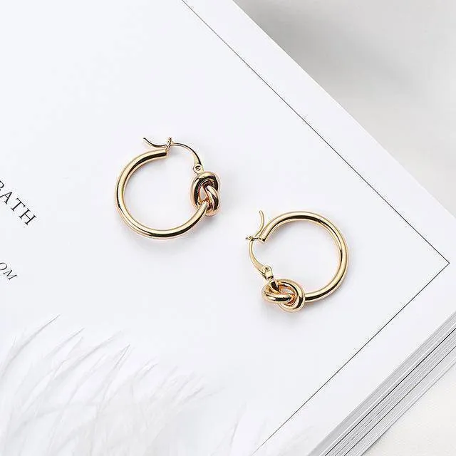 Minimalist Knot Hoop Earrings