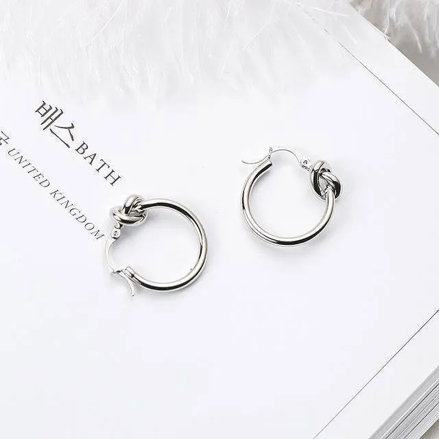 Minimalist Knot Hoop Earrings